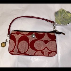COACH Red Pouch in Signature Canvas